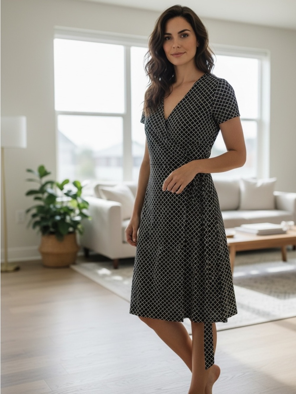 The Limited Black & White Wrap Dress